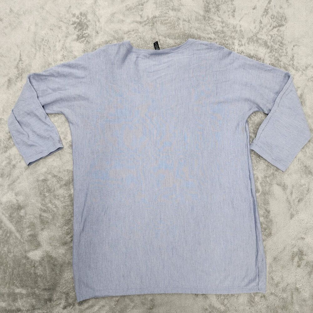 Eileen Fisher Women's 3/4 Sleeve Blue Top Shirt Blouse Size S - Picture 2 of 12